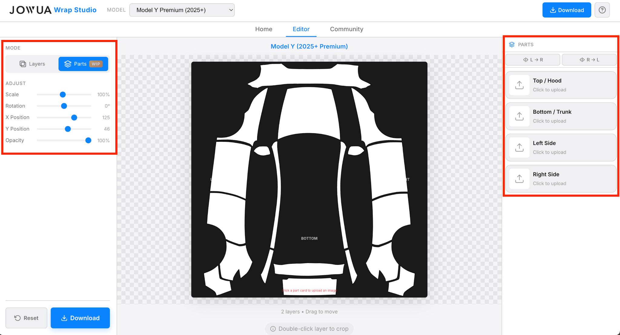 Parts Mode Interface